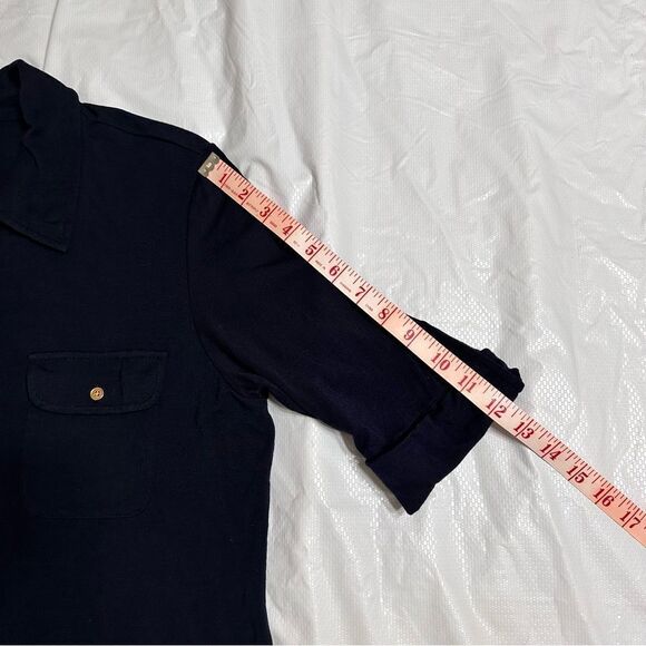 Charter Club Dark Navy Button-Up soft knit jersey short sleeve Shirt size Large - Picture 8 of 10